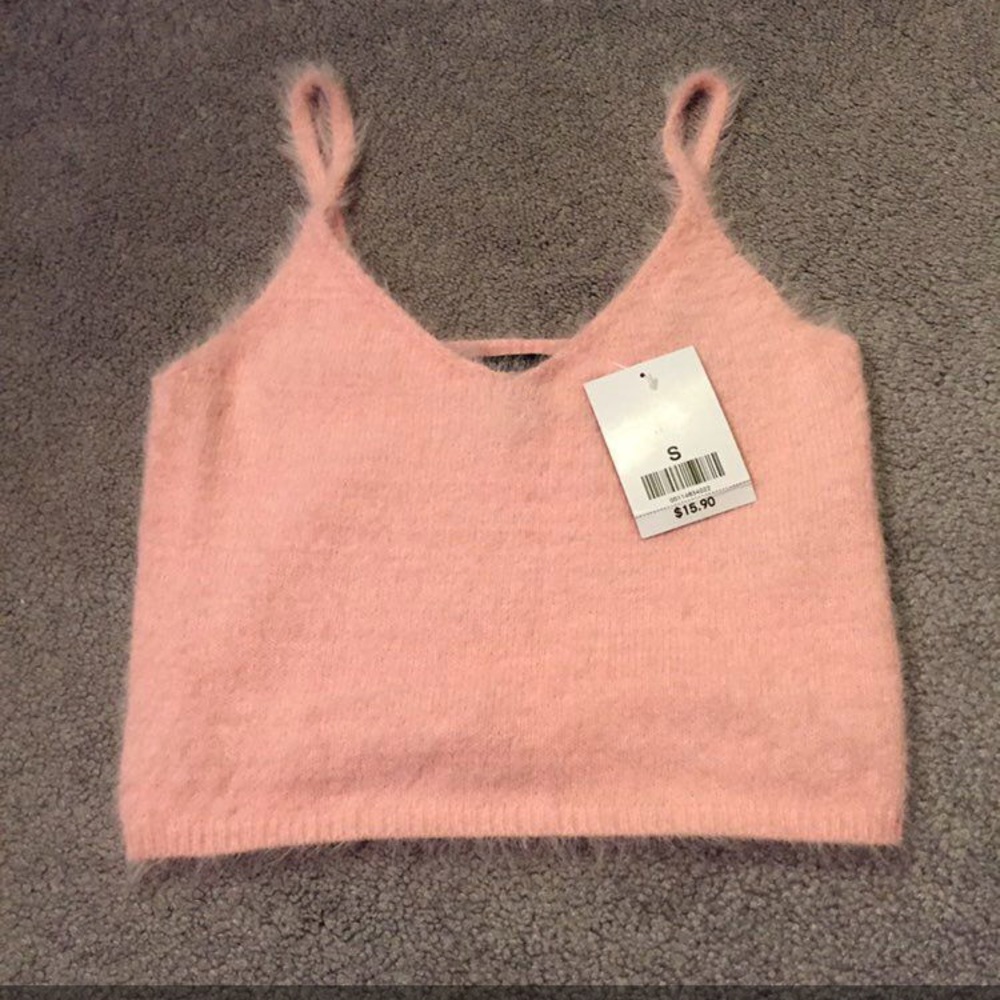 NWT Fuzzy Pink Crop Top